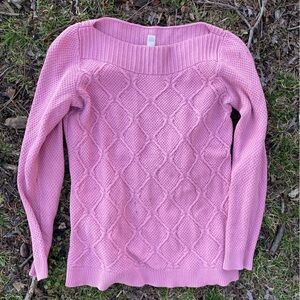 Ann Taylor Factory Loft Women's Pink Long Sleeve Thick Sweater Chunky Knit Sz M